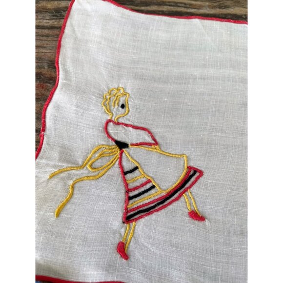 Vintage 1930s Set of 6 Marghab Embroidered Barmaid Cocktail Napkins - Picture 6 of 11